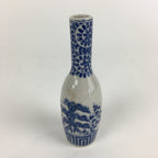 Japanese Porcelain Sake Bottle Vtg Tokkuri Blue White Slim Bottle TS401