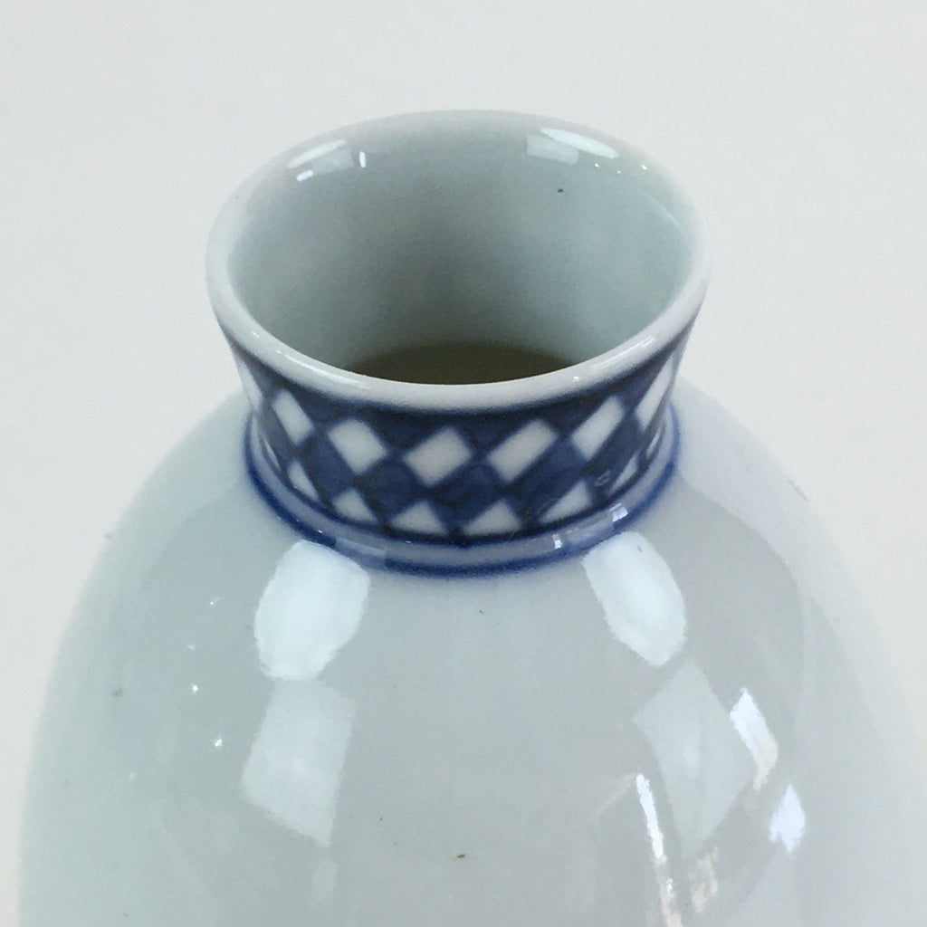 Japanese Porcelain Sake Bottle Vtg Tokkuri White Bottle Red Green Flower TS445