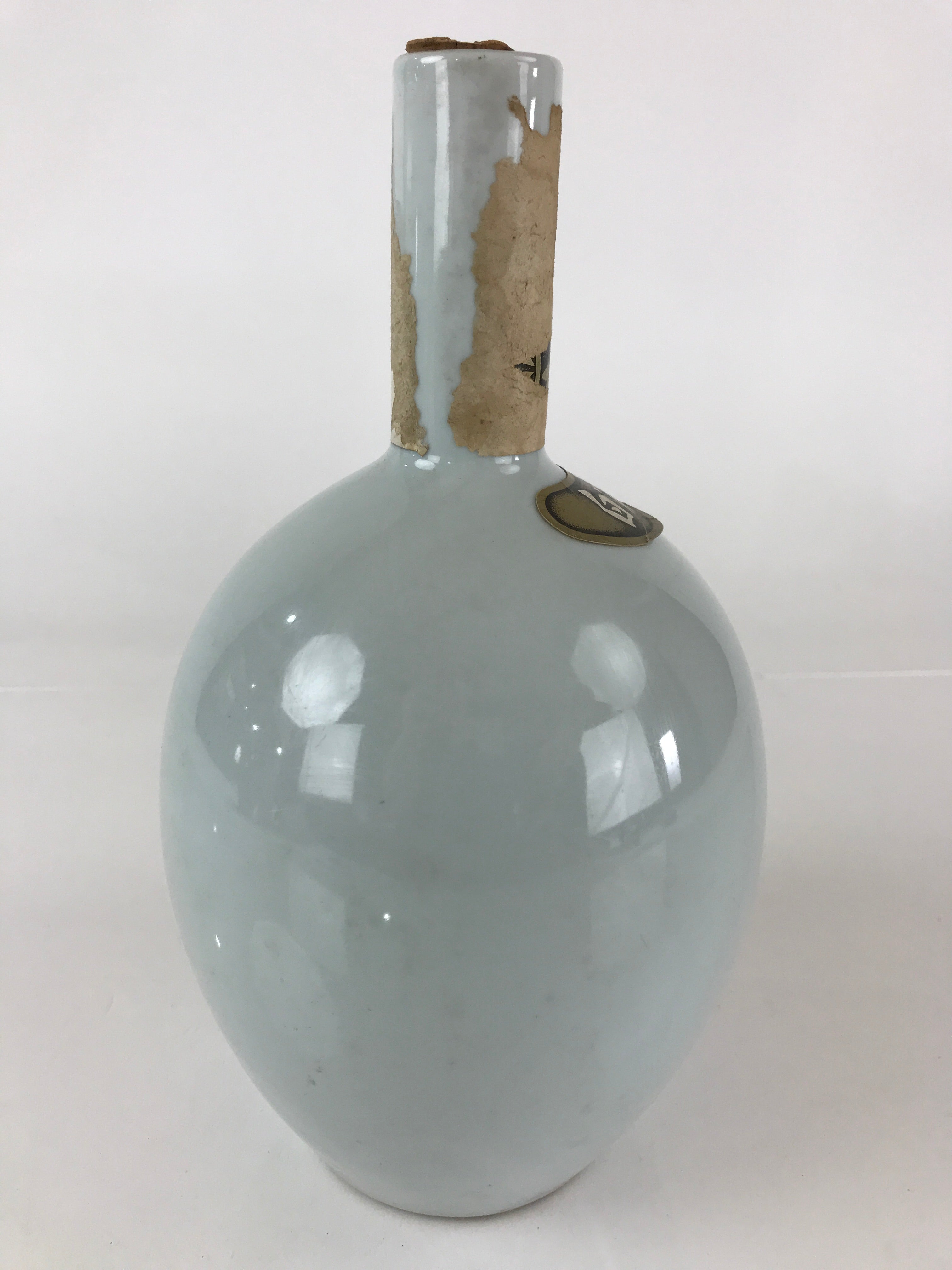 Japanese Porcelain Sake Bottle Vtg Tokkuri White Hakuji Bottle TS450