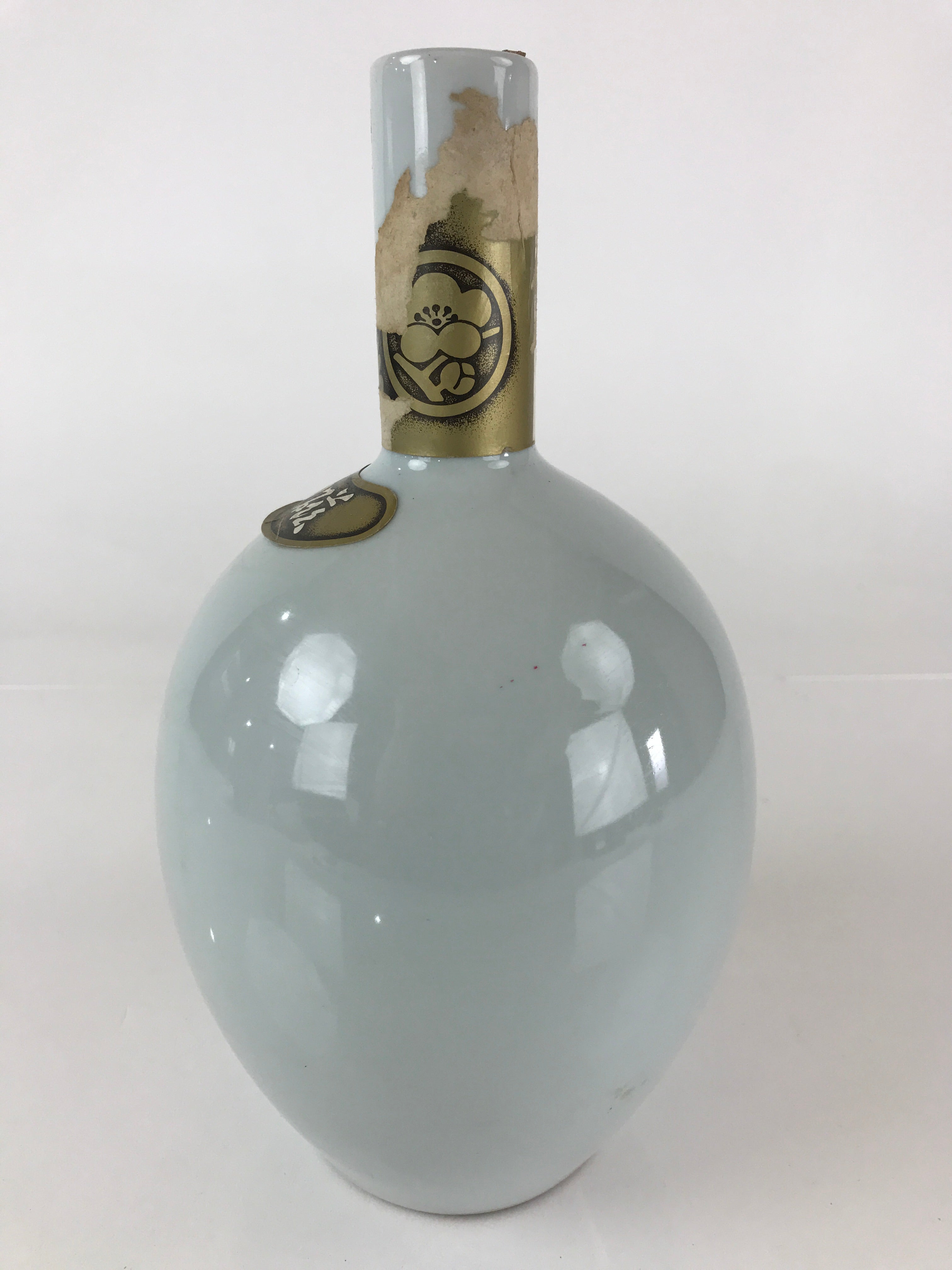 Japanese Porcelain Sake Bottle Vtg Tokkuri White Hakuji Bottle TS450