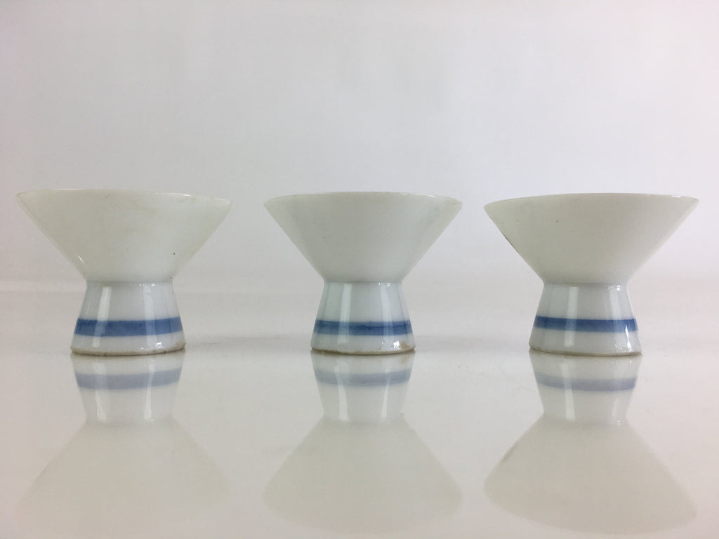 Japanese Porcelain Sake Cup 3pc Set Vtg Sakezuki Ochoko Guinomi PY112
