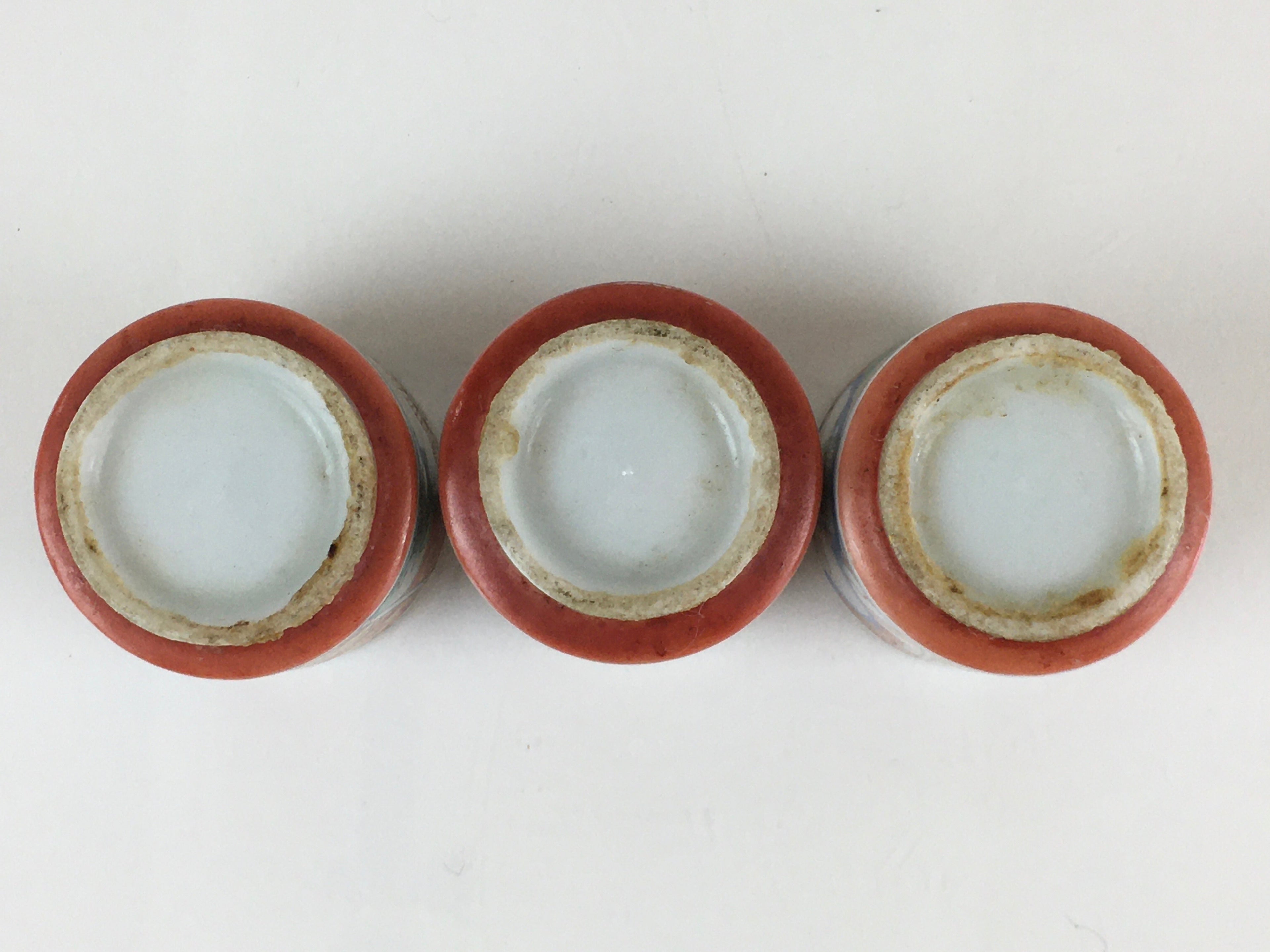 Japanese Porcelain Sake Cup 3pc Set Vtg Sakezuki Ochoko Guinomi PY131