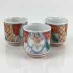 Japanese Porcelain Sake Cup 3pc Set Vtg Sakezuki Ochoko Guinomi PY131