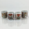 Japanese Porcelain Sake Cup 4pc Set Vtg Sakezuki Ochoko Guinomi PY129