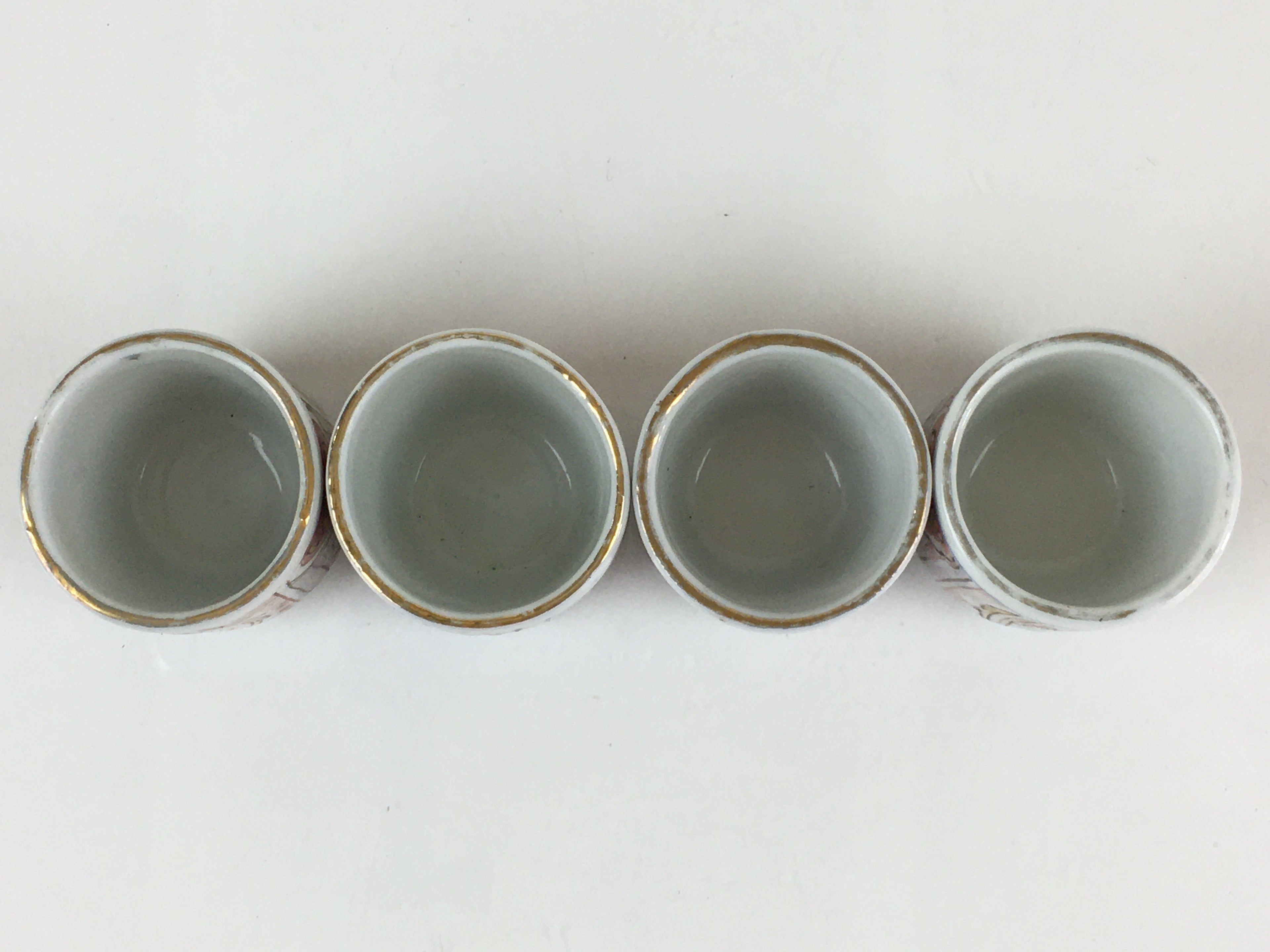 Japanese Porcelain Sake Cup 4pc Set Vtg Sakezuki Ochoko Guinomi PY130