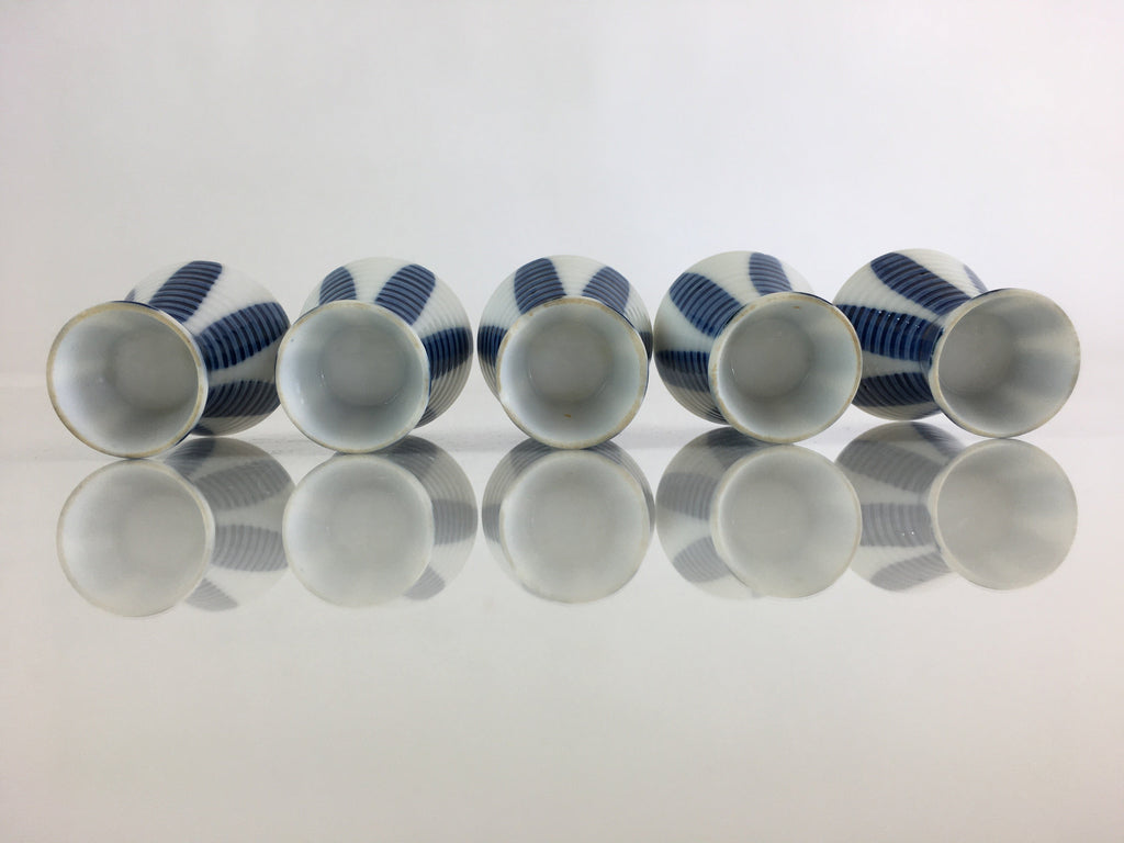 Japanese Porcelain Sake Cup 5pc Set Vtg Sakezuki Ochoko Guinomi PY113