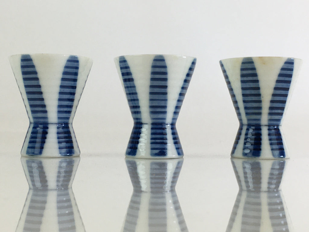 Japanese Porcelain Sake Cup 6pc Set Vtg Sakezuki Ochoko Guinomi PY114