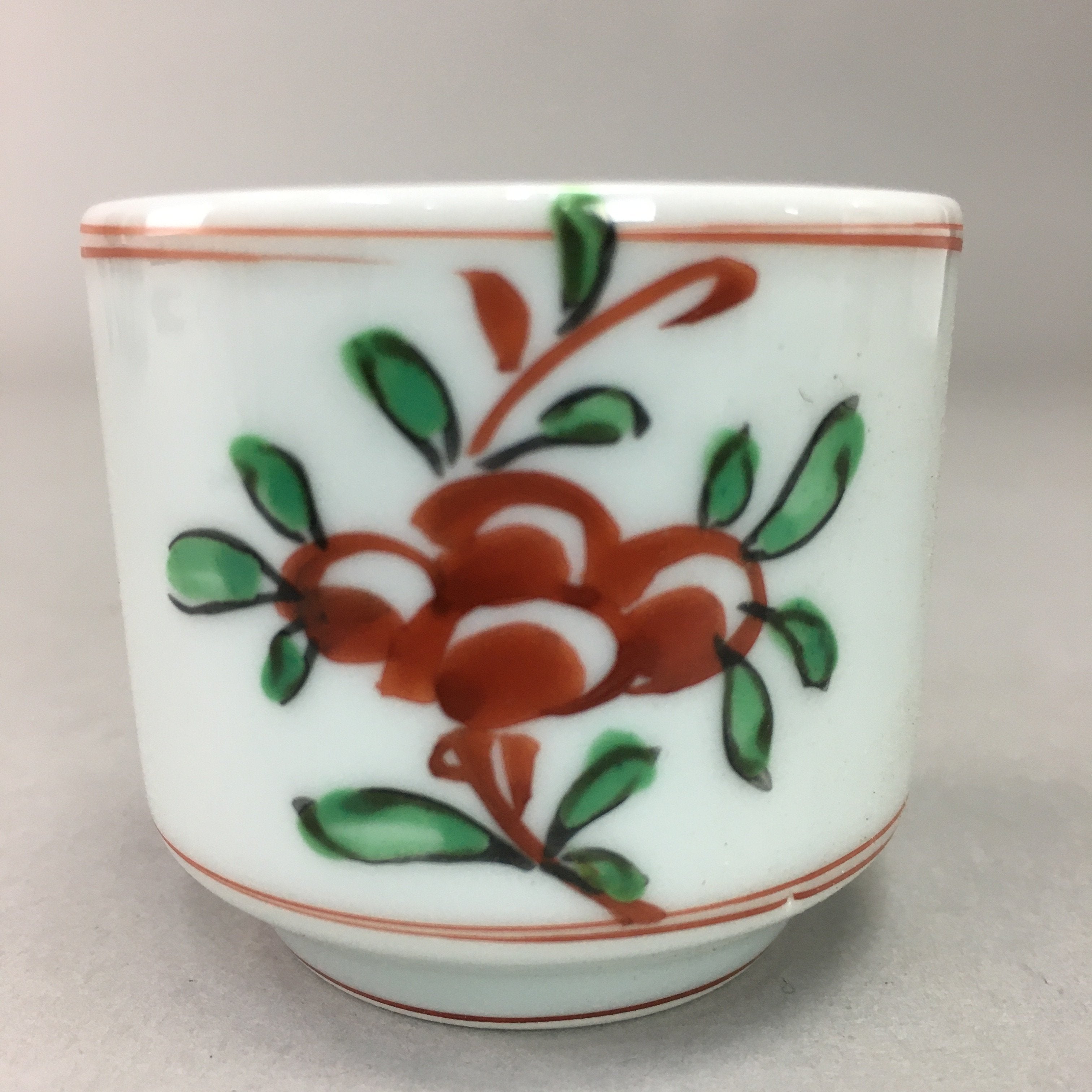 Japanese Porcelain Sake Cup Arita ware Vtg Guinomi Sakazuki Red Painting GU713