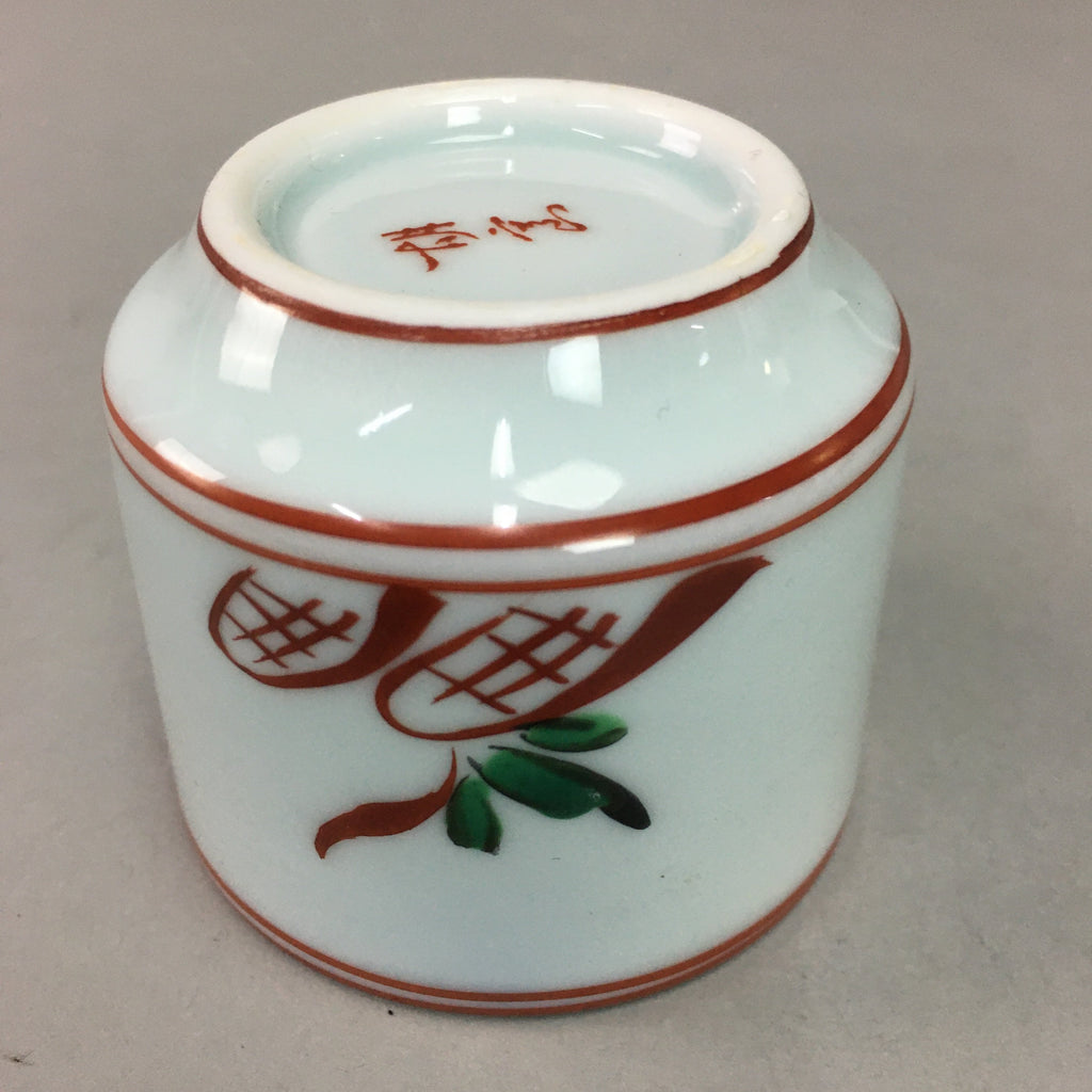 Japanese Porcelain Sake Cup Arita ware Vtg Guinomi Sakazuki Red Painting GU713