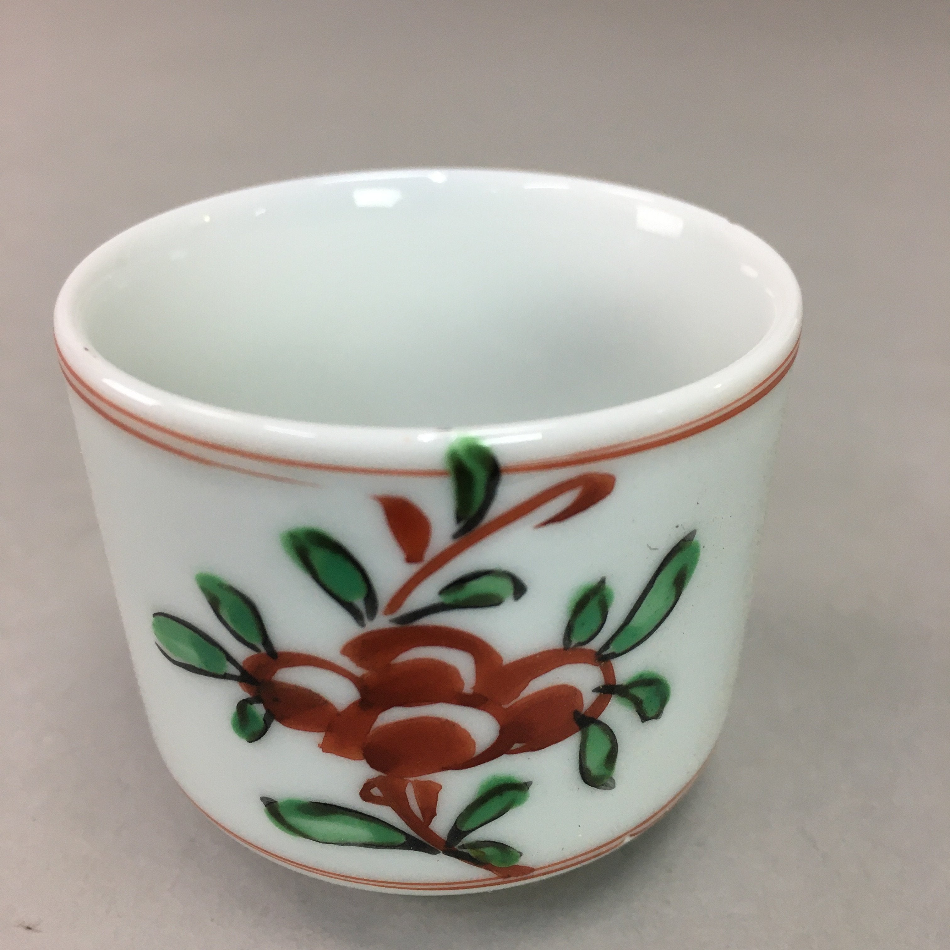 Japanese Porcelain Sake Cup Arita ware Vtg Guinomi Sakazuki Red Painting GU713