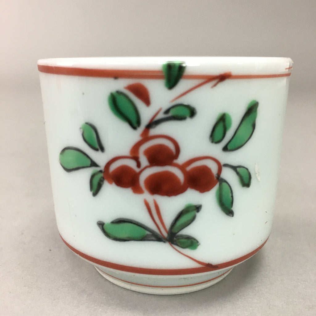 Japanese Porcelain Sake Cup Arita ware Vtg Guinomi Sakazuki Red Painting GU714