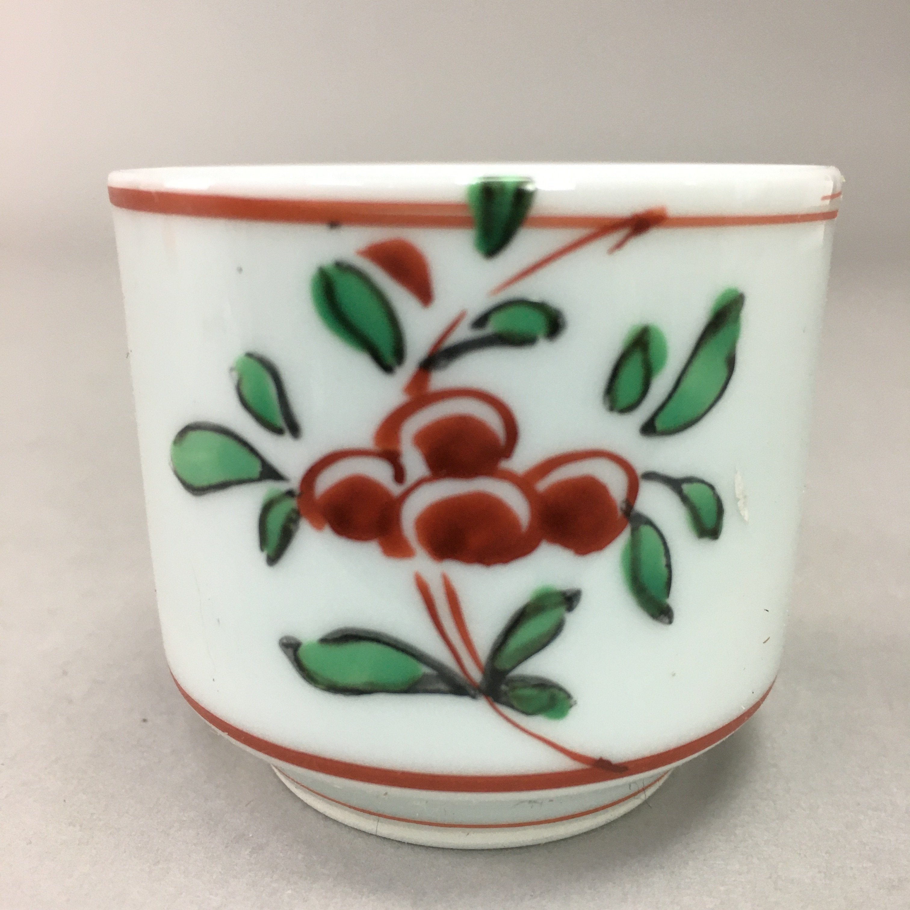 Japanese Porcelain Sake Cup Arita ware Vtg Guinomi Sakazuki Red Painting GU714