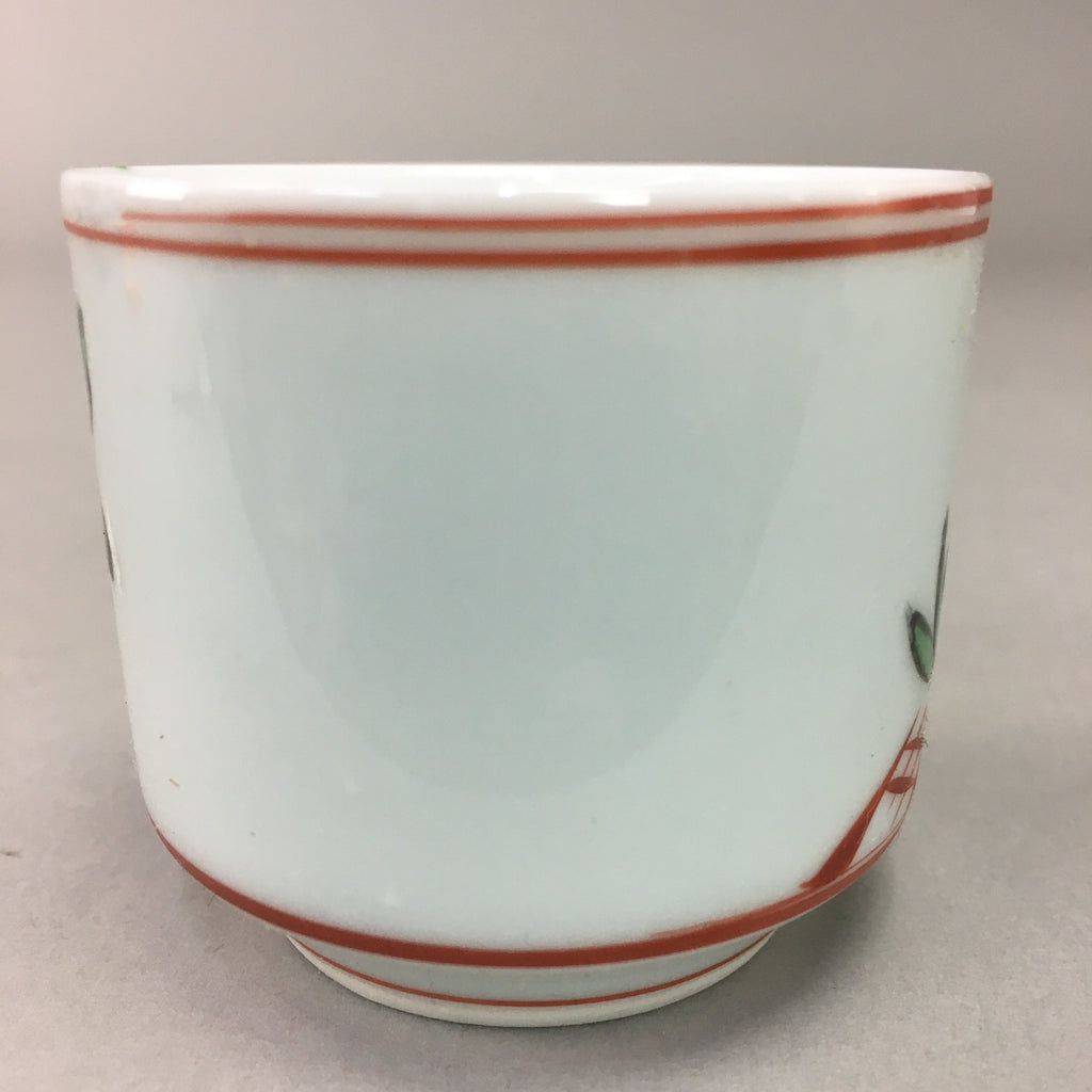 Japanese Porcelain Sake Cup Arita ware Vtg Guinomi Sakazuki Red Painting GU714