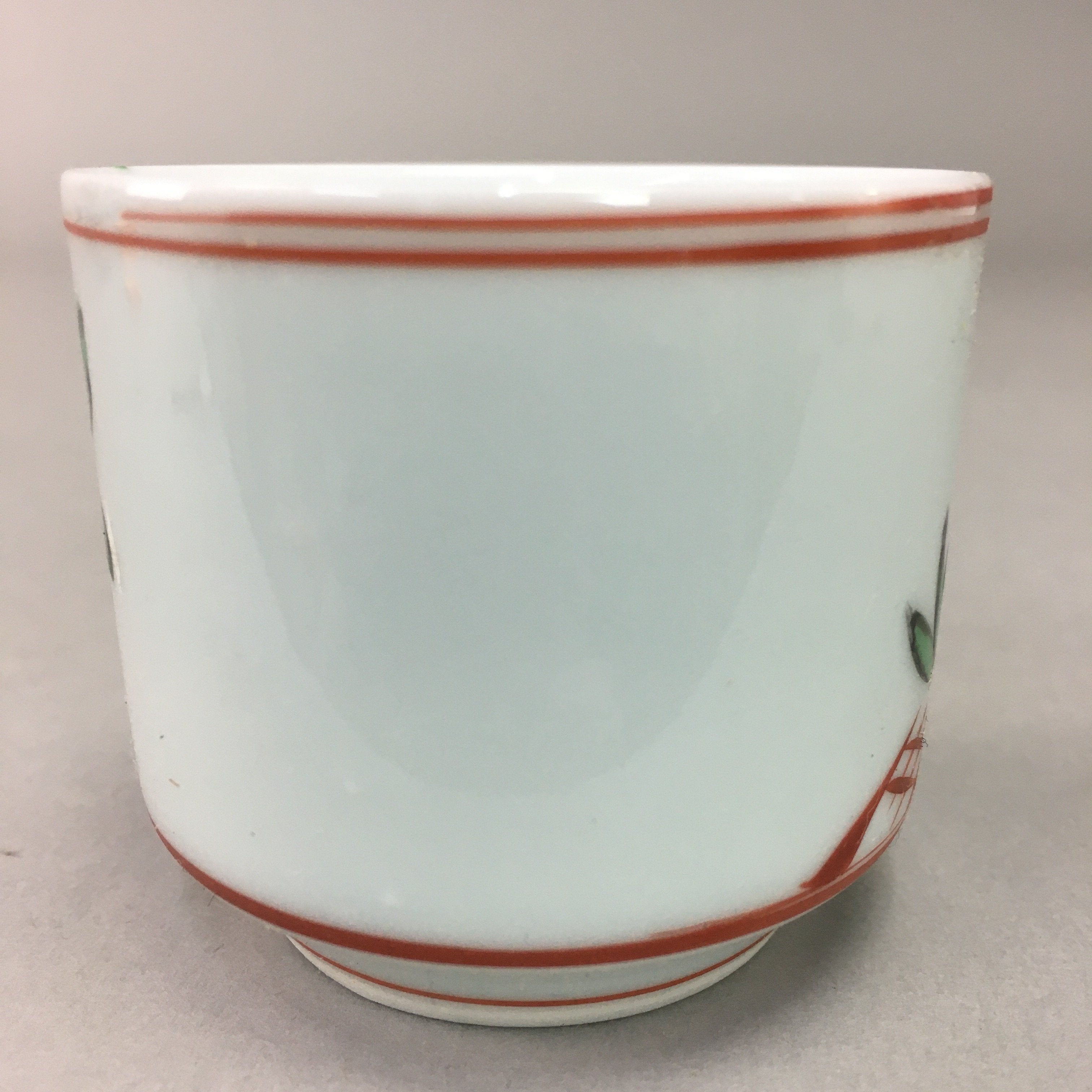 Japanese Porcelain Sake Cup Arita ware Vtg Guinomi Sakazuki Red Painting GU714