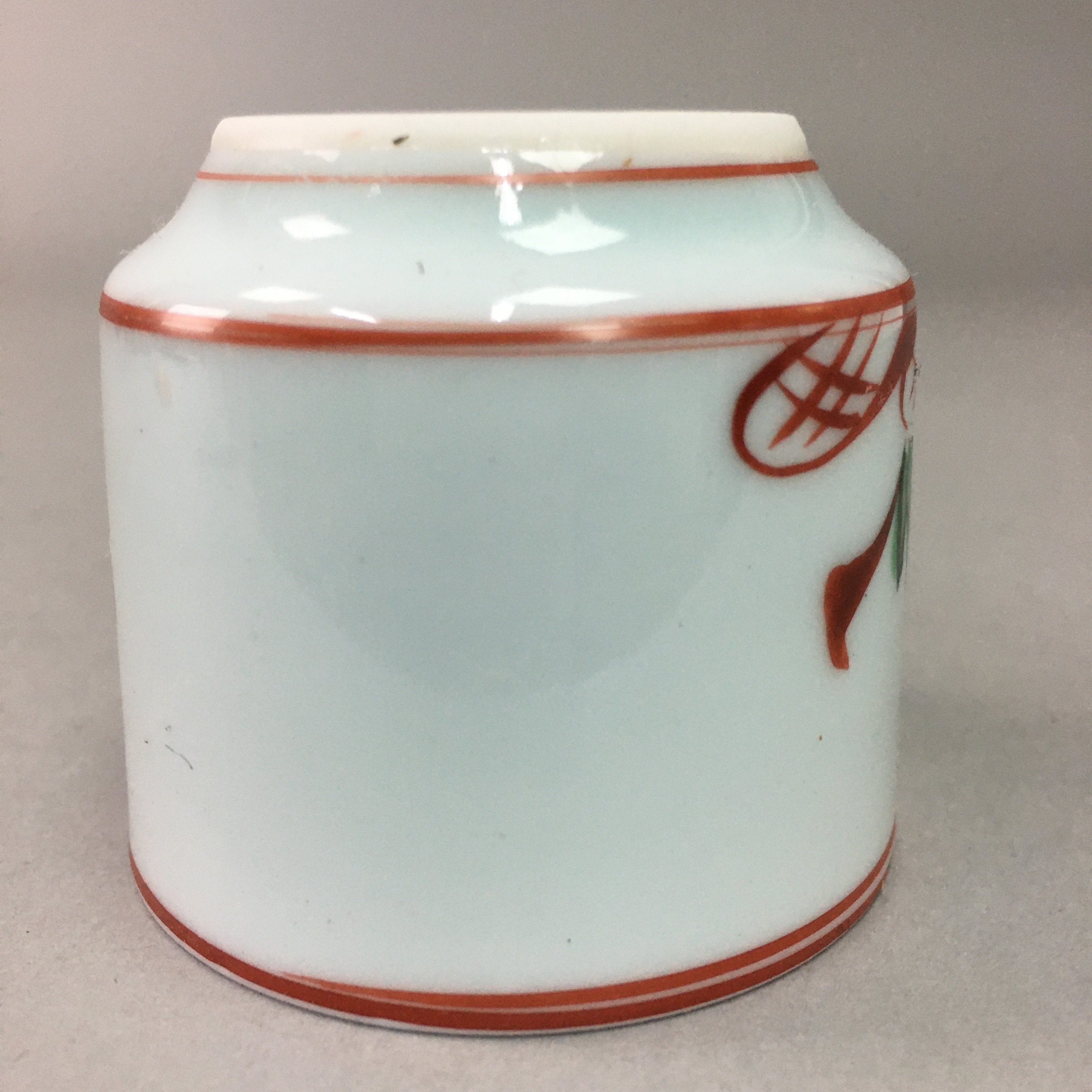 Japanese Porcelain Sake Cup Arita ware Vtg Guinomi Sakazuki Red Painting GU714