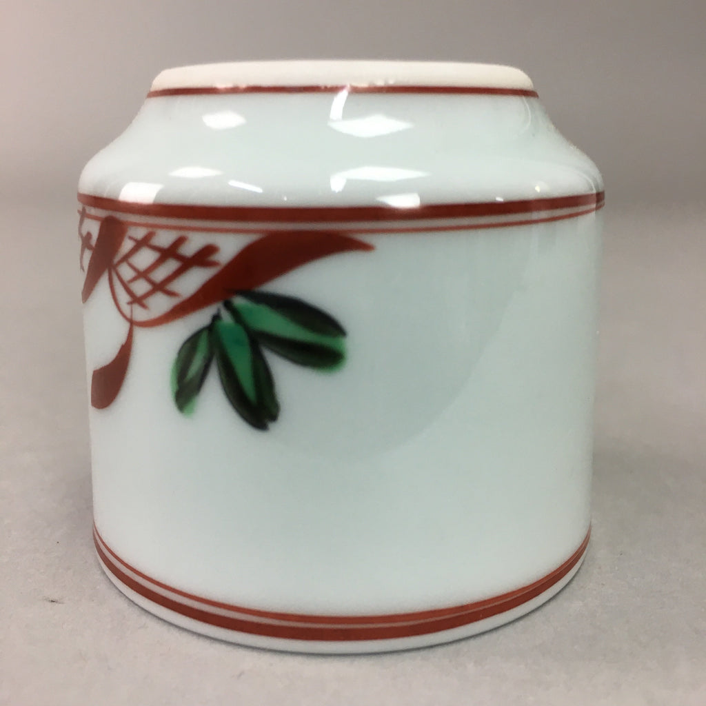 Japanese Porcelain Sake Cup Arita ware Vtg Guinomi Sakazuki Red Painting GU715