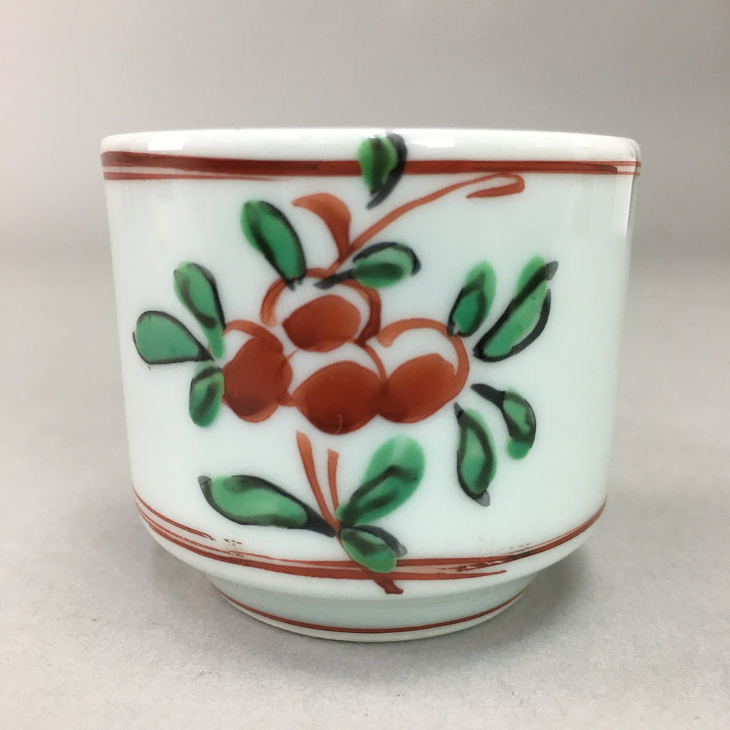 Japanese Porcelain Sake Cup Arita ware Vtg Guinomi Sakazuki Red Painting GU715