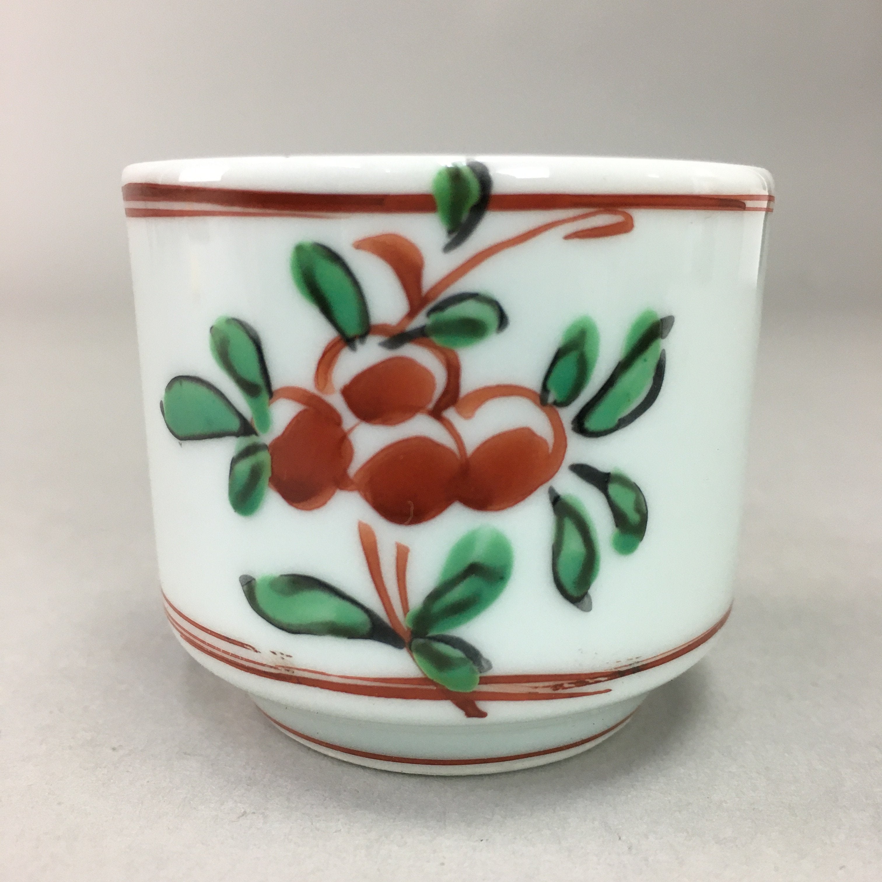 Japanese Porcelain Sake Cup Arita ware Vtg Guinomi Sakazuki Red Painting GU715