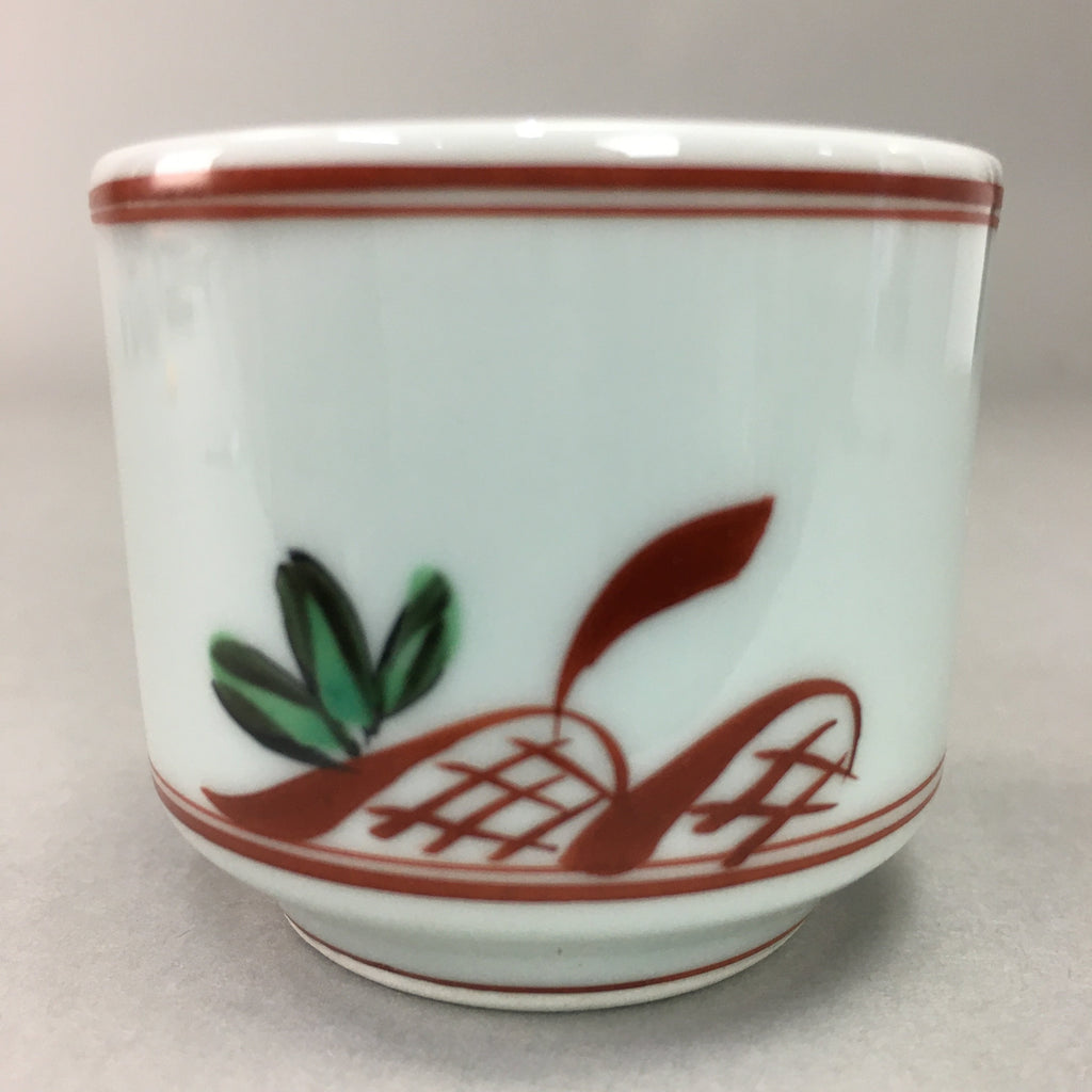 Japanese Porcelain Sake Cup Arita ware Vtg Guinomi Sakazuki Red Painting GU715