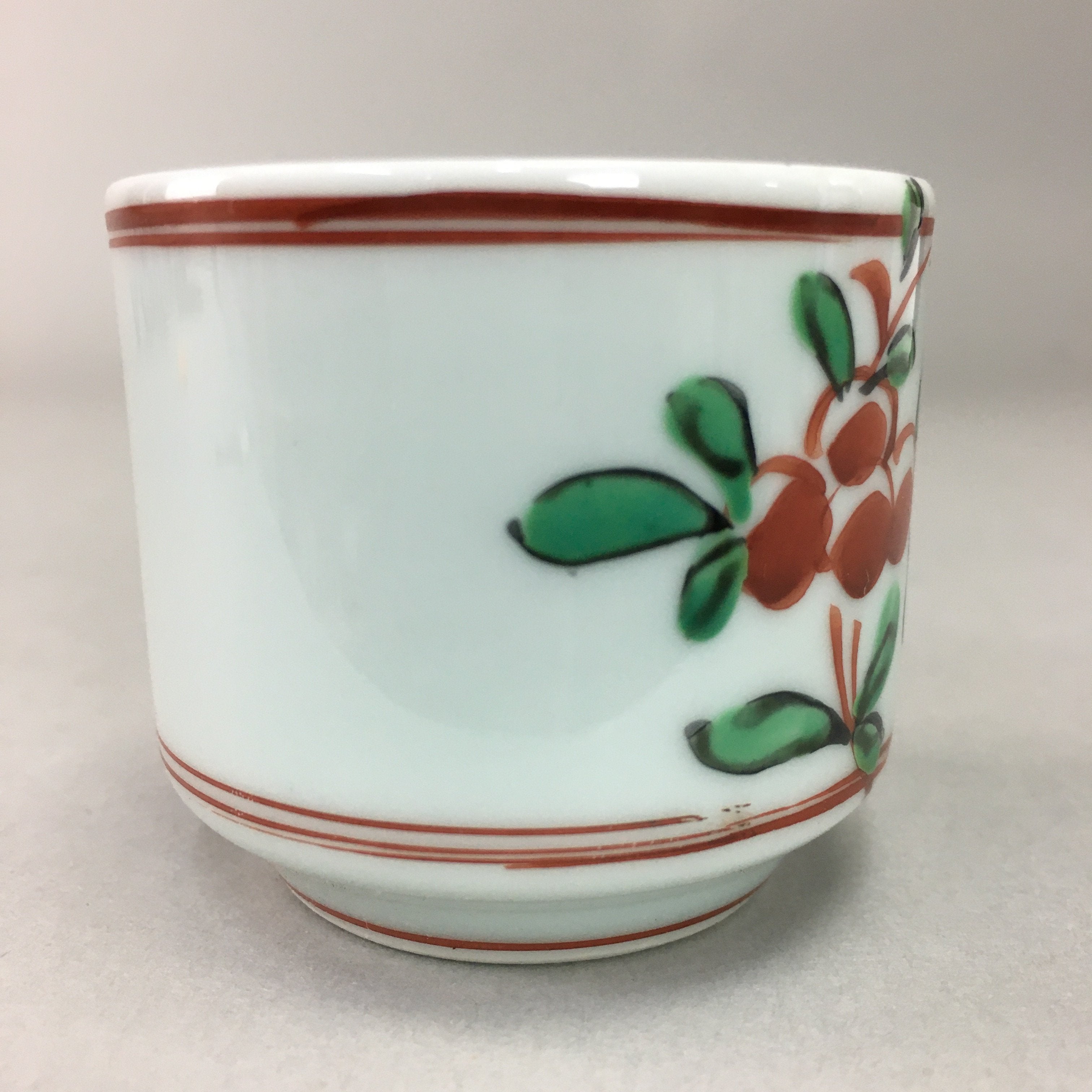 Japanese Porcelain Sake Cup Arita ware Vtg Guinomi Sakazuki Red Painting GU715