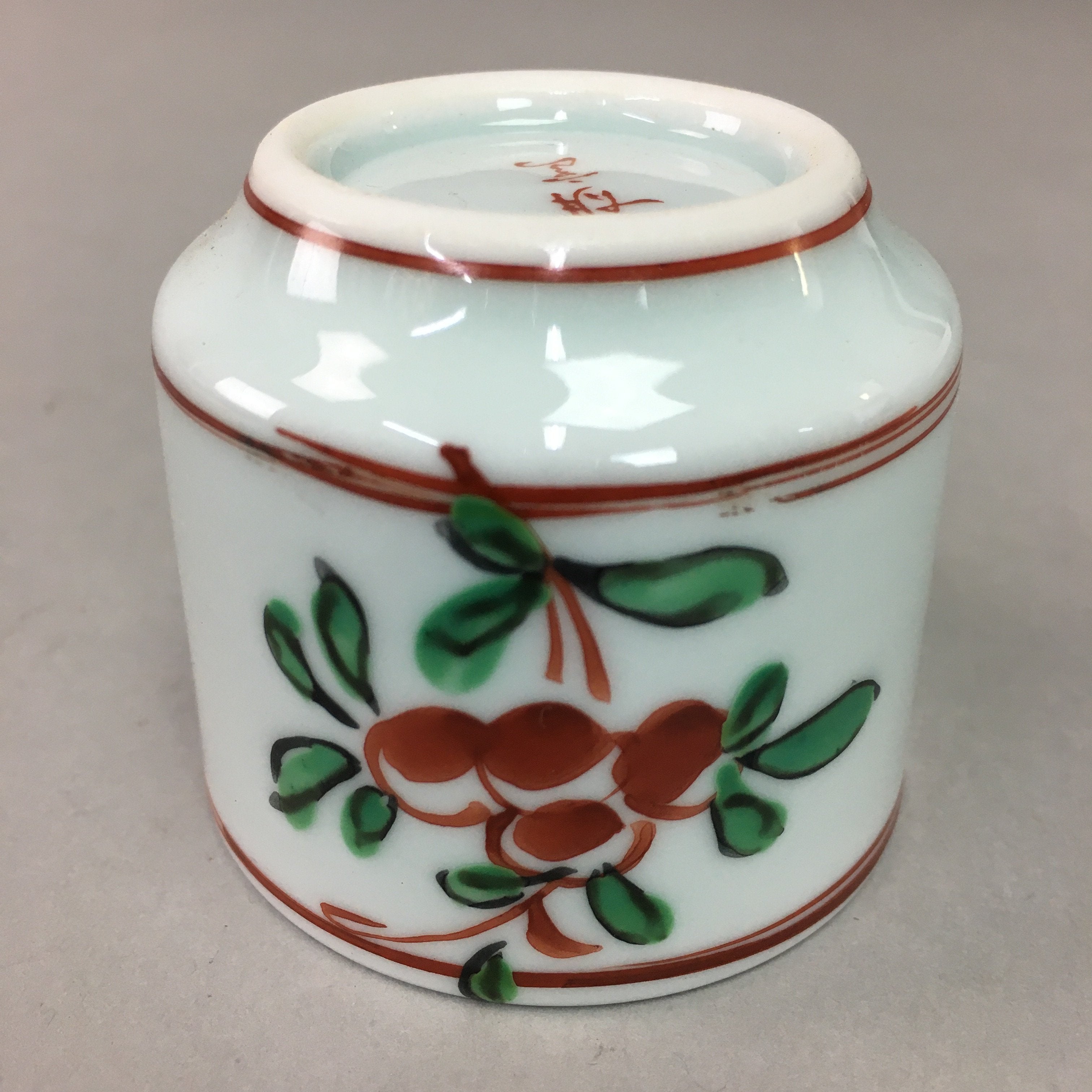 Japanese Porcelain Sake Cup Arita ware Vtg Guinomi Sakazuki Red Painting GU715