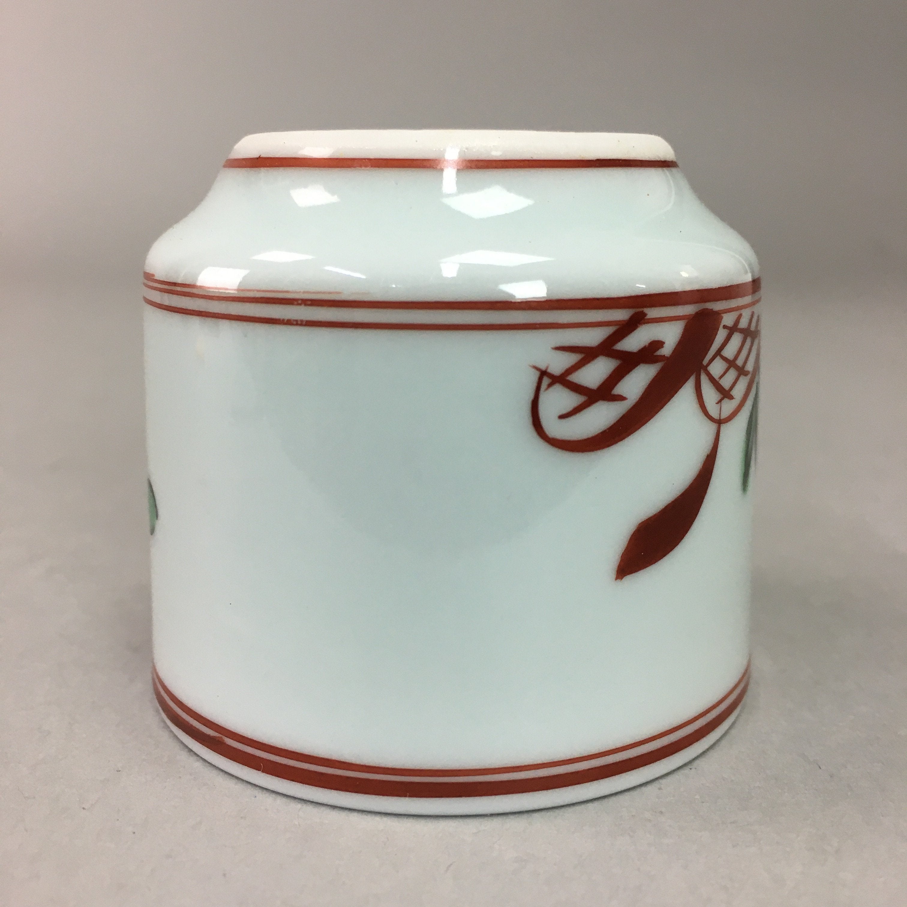 Japanese Porcelain Sake Cup Arita ware Vtg Guinomi Sakazuki Red Painting GU715