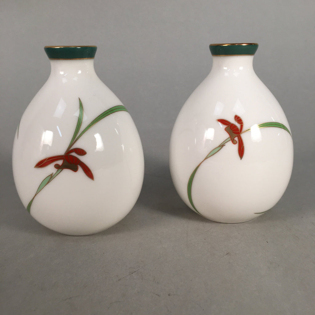 Japanese Porcelain Sake Cup Bottle Set Arita ware Floral Guinomi Tokkuri PX506