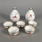 Japanese Porcelain Sake Cup Bottle Set Arita ware Floral Guinomi Tokkuri PX506