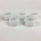 Japanese Porcelain Sake Cup Bottle Set Iris Floral Guinomi Tokkuri White PX589