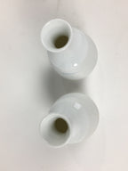 Japanese Porcelain Sake Cup Bottle Set Iris Floral Guinomi Tokkuri White PX589