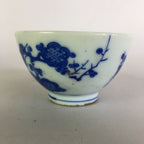 Japanese Porcelain Sake Cup Guinomi Sakazuki Vtg Blue Plum Blossom GU884