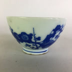 Japanese Porcelain Sake Cup Guinomi Sakazuki Vtg Blue Plum Blossom GU884