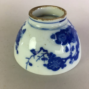 Japanese Porcelain Sake Cup Guinomi Sakazuki Vtg Blue Plum Blossom GU884