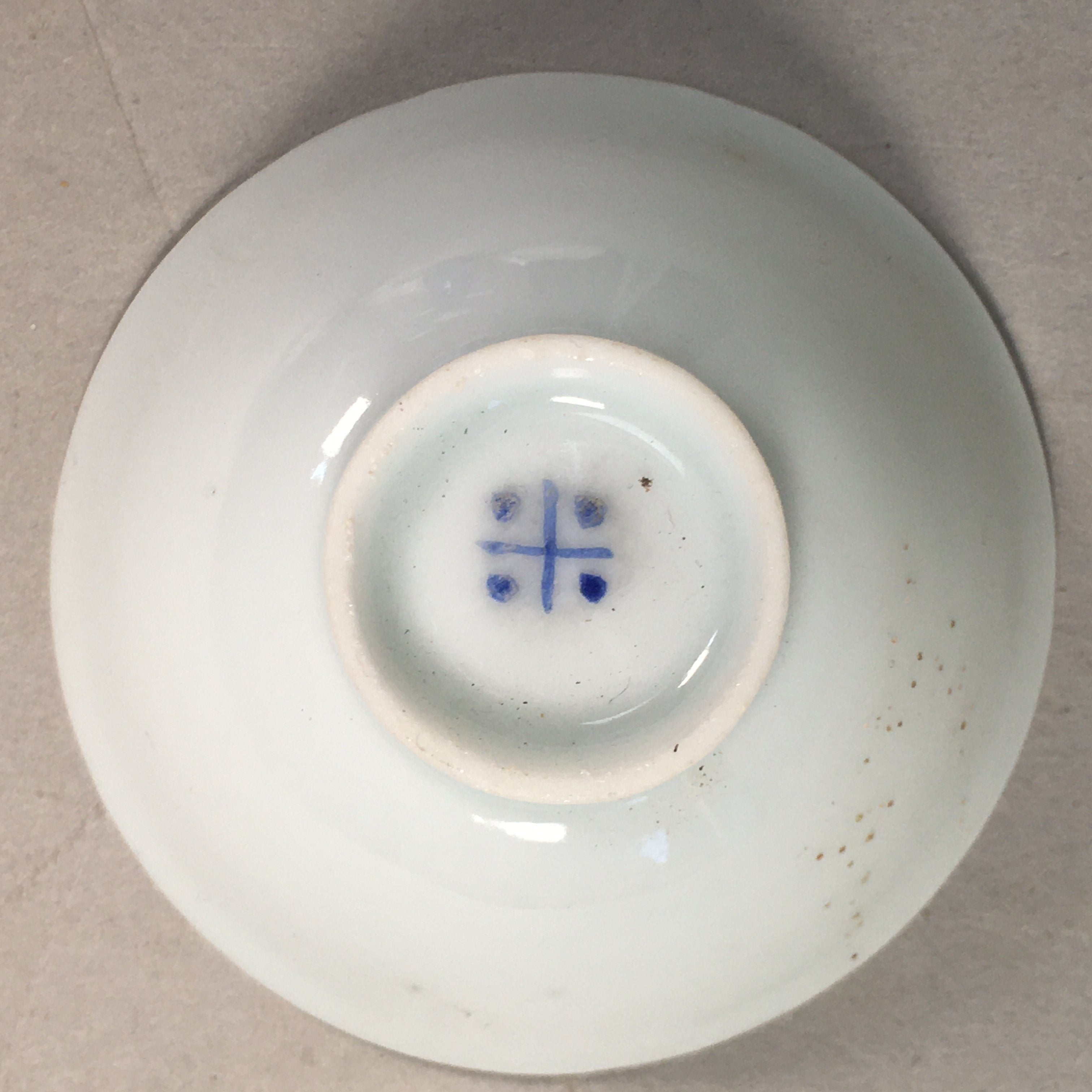 Japanese Porcelain Sake Cup Guinomi Sakazuki Vtg Blue White GU796