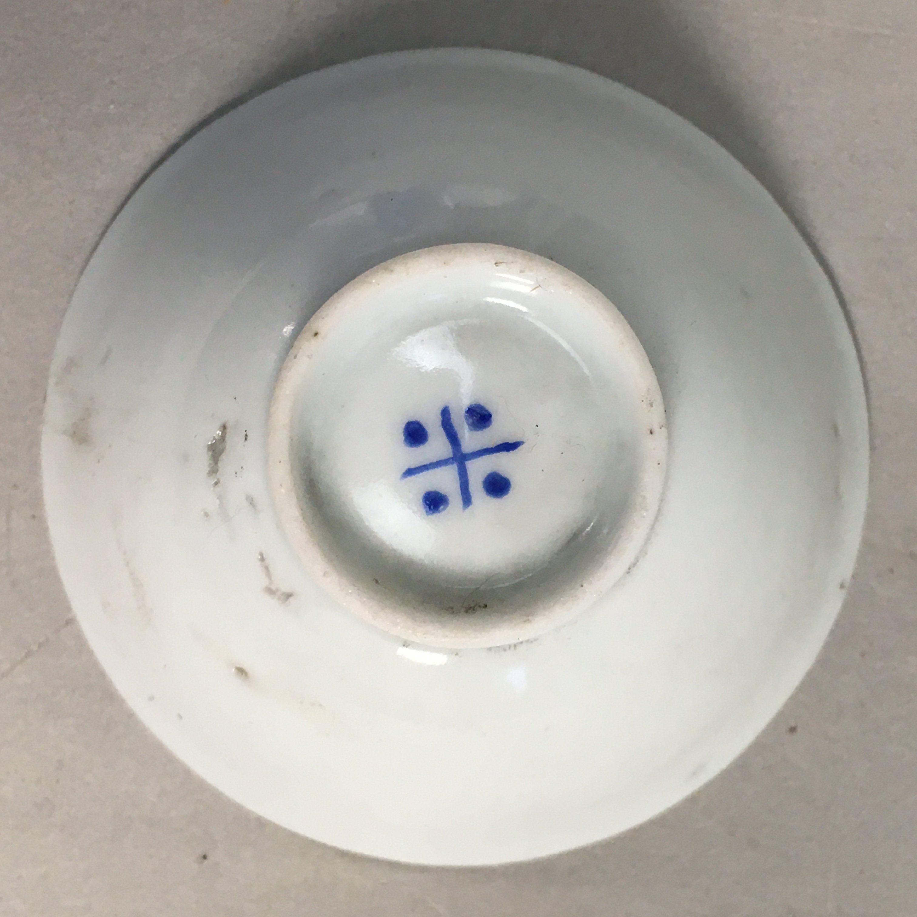 Japanese Porcelain Sake Cup Guinomi Sakazuki Vtg Blue White GU803