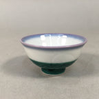 Japanese Porcelain Sake Cup Guinomi Sakazuki Vtg Blue White Green GU851