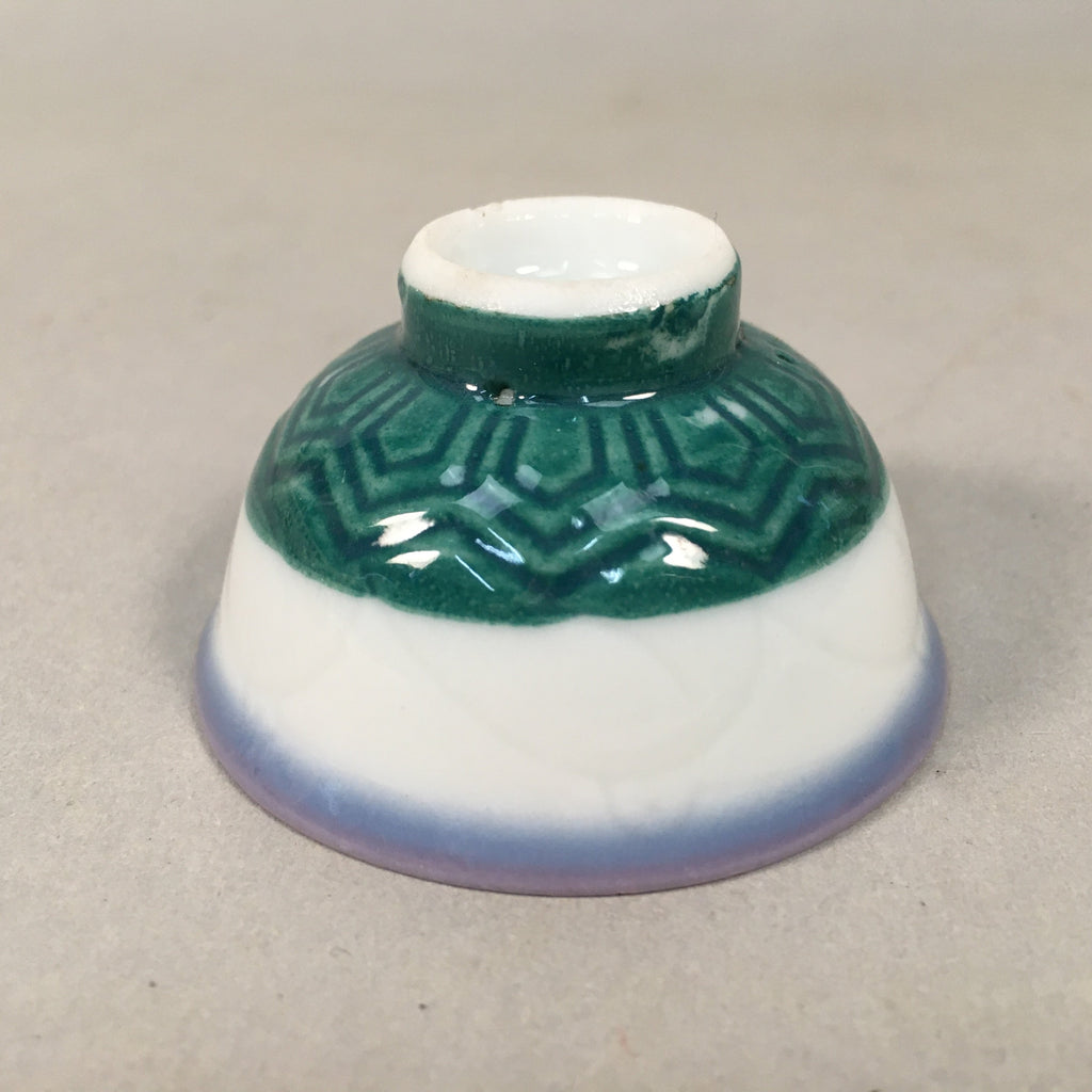 Japanese Porcelain Sake Cup Guinomi Sakazuki Vtg Blue White Green GU851