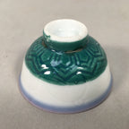 Japanese Porcelain Sake Cup Guinomi Sakazuki Vtg Blue White Green GU851