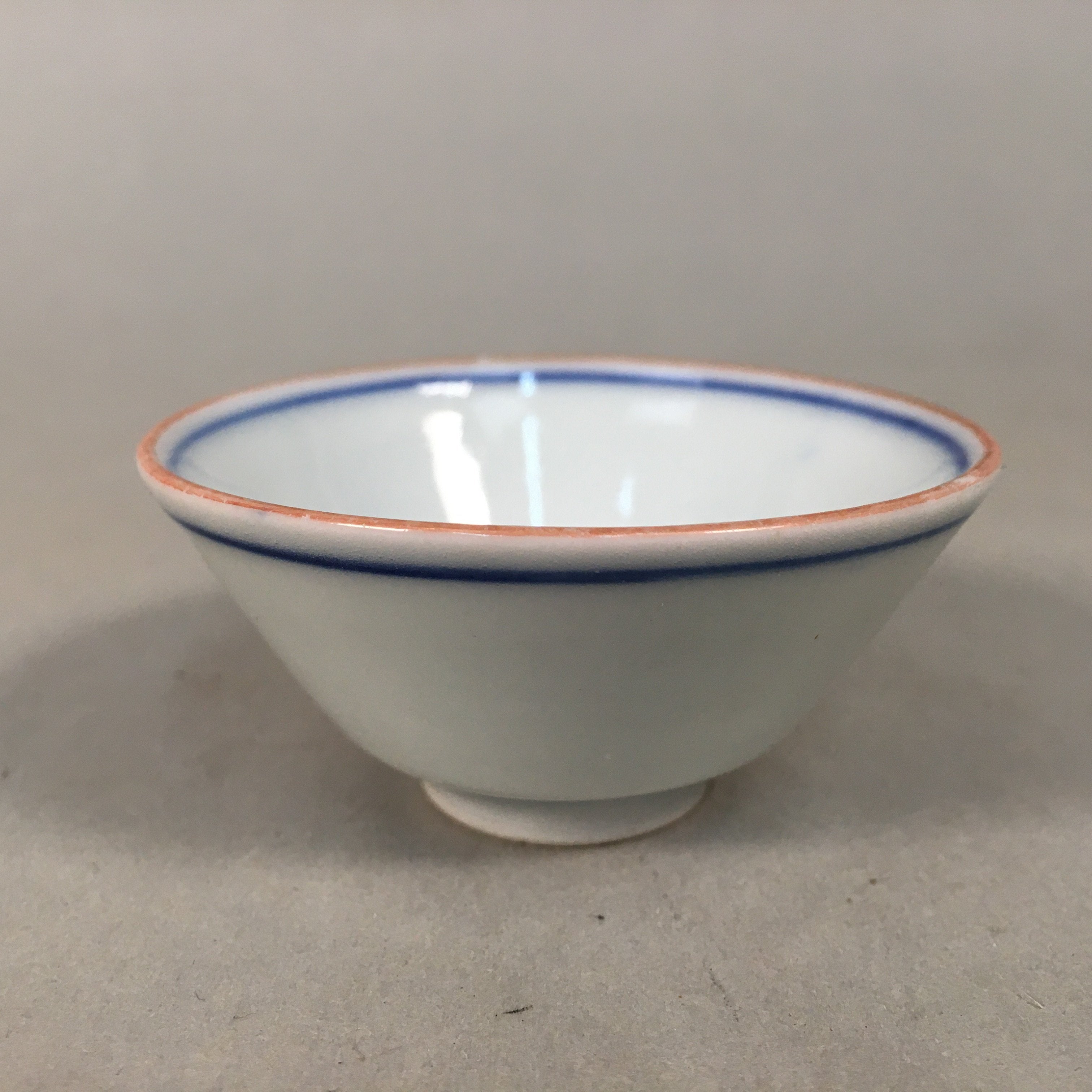 Japanese Porcelain Sake Cup Guinomi Sakazuki Vtg Blue White Kanji GU850