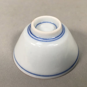 Japanese Porcelain Sake Cup Guinomi Sakazuki Vtg Blue White Kanji GU850