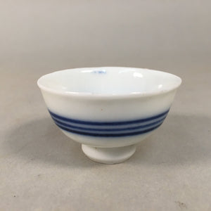 Japanese Porcelain Sake Cup Guinomi Sakazuki Vtg Blue White Line GU832