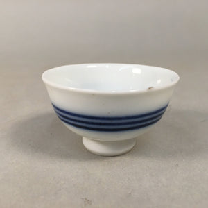 Japanese Porcelain Sake Cup Guinomi Sakazuki Vtg Blue White Line GU832