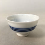 Japanese Porcelain Sake Cup Guinomi Sakazuki Vtg Blue White Line GU832