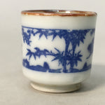 Japanese Porcelain Sake Cup Guinomi Sakazuki Vtg Blue White Lucky Plants GU759