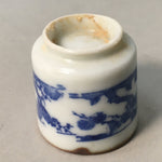 Japanese Porcelain Sake Cup Guinomi Sakazuki Vtg Blue White Lucky Plants GU759