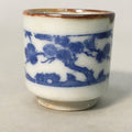 Japanese Porcelain Sake Cup Guinomi Sakazuki Vtg Blue White Lucky Plants GU759