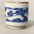 Japanese Porcelain Sake Cup Guinomi Sakazuki Vtg Blue White Lucky Plants GU760