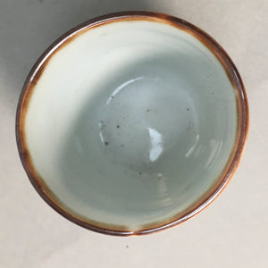 Japanese Porcelain Sake Cup Guinomi Sakazuki Vtg Blue White Lucky Plants GU760