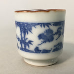 Japanese Porcelain Sake Cup Guinomi Sakazuki Vtg Blue White Lucky Plants GU761