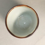 Japanese Porcelain Sake Cup Guinomi Sakazuki Vtg Blue White Lucky Plants GU761